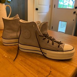 Converse All Star platform sherpa sneakers